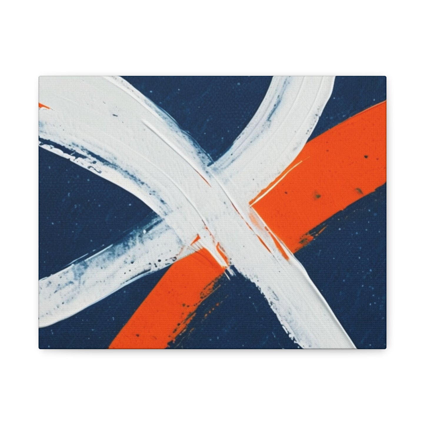 Abstract Navy & Orange Brushstroke Canvas