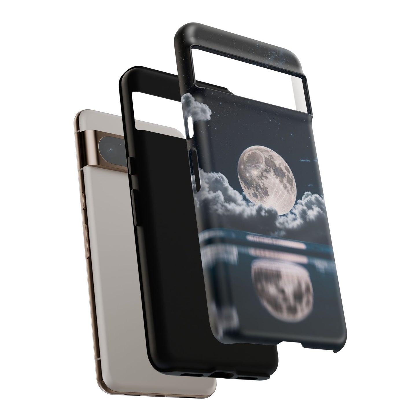 Moonlit Reflection Phone Case — Night Sky Moon & Clouds Tough Case