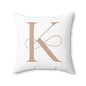 Monogram K Decorative Pillow — Elegant Rose Gold Initial Throw Pillow