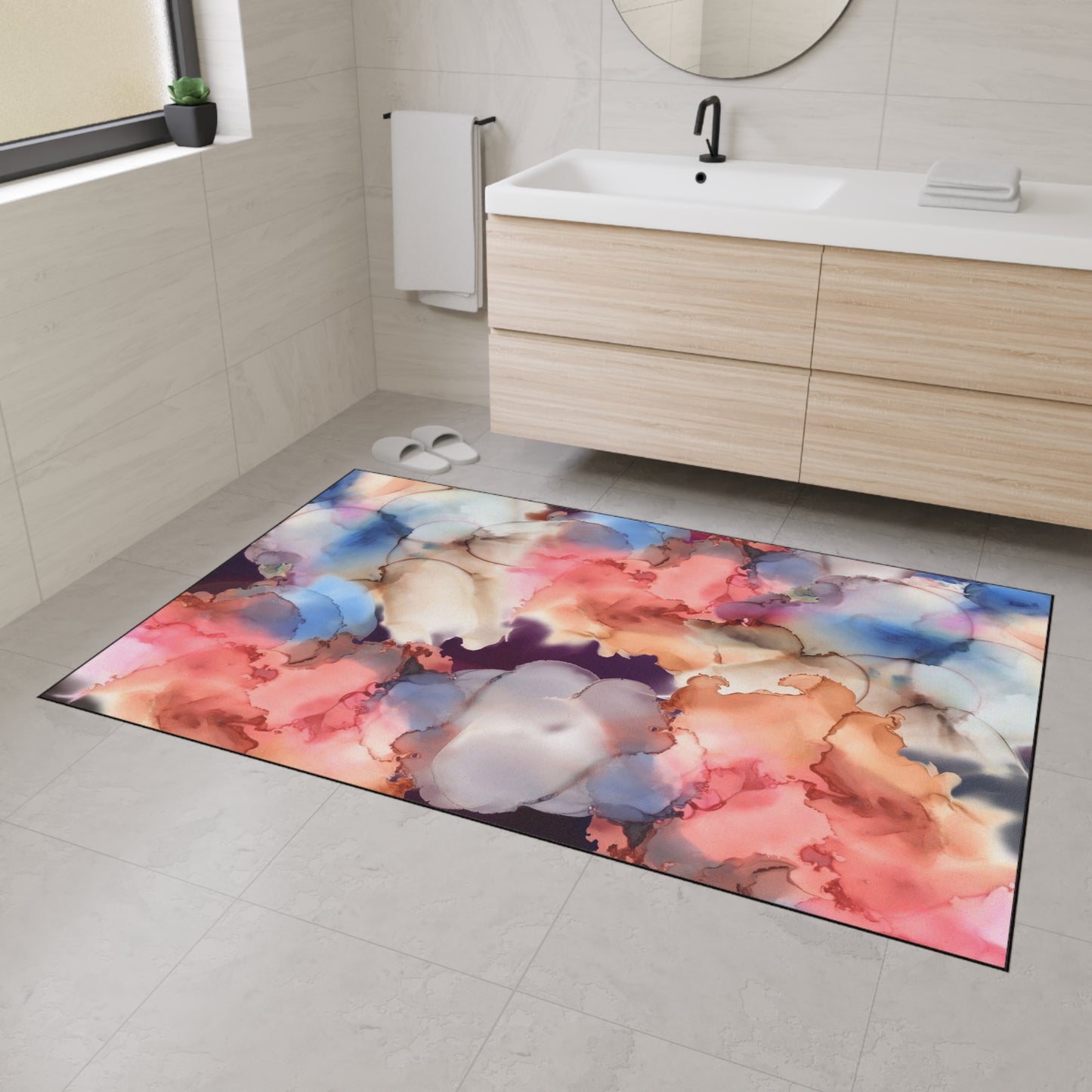 Abstract Watercolor Heavy-Duty Floor Mat — Non-Slip Entry Rug for Home & Office