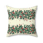 Holiday Holly Pattern Pillow — Festive Red & Green Decorative Throw Pillow