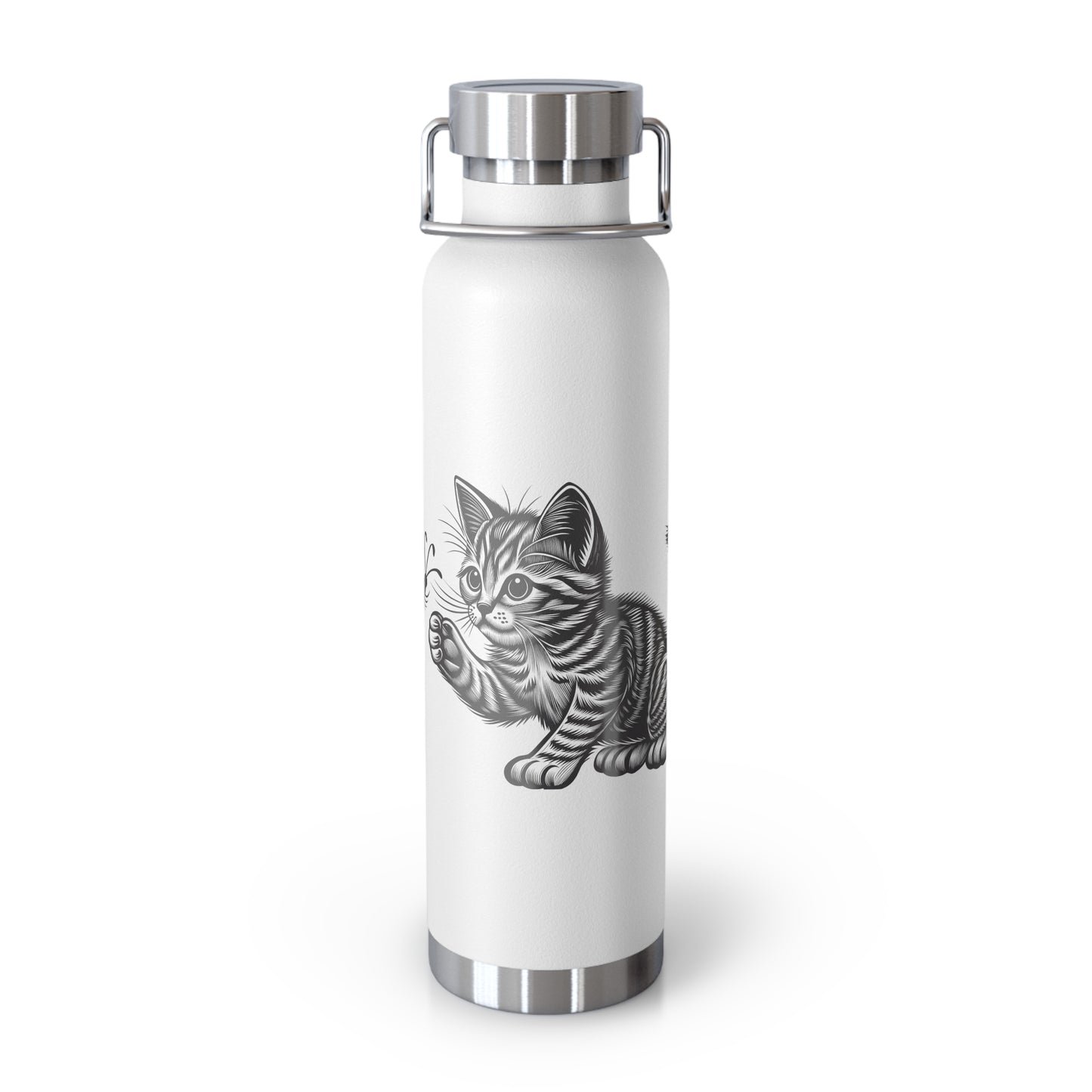 Cat and Butterfly Insulated Water Bottle -  22oz insulated bottle