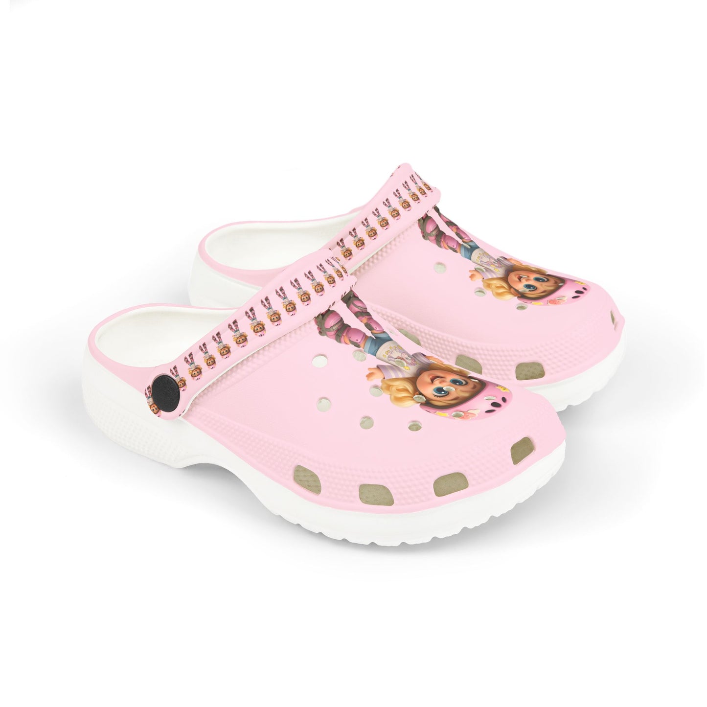 Kids Pink Character  Clogs / Croc — Cute Roller Girl Graphic