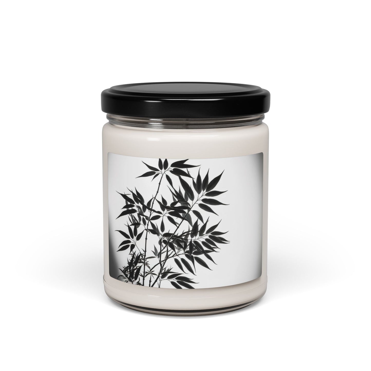Soy Candle - Black Botanical Silhouette Scented Jar (9oz)