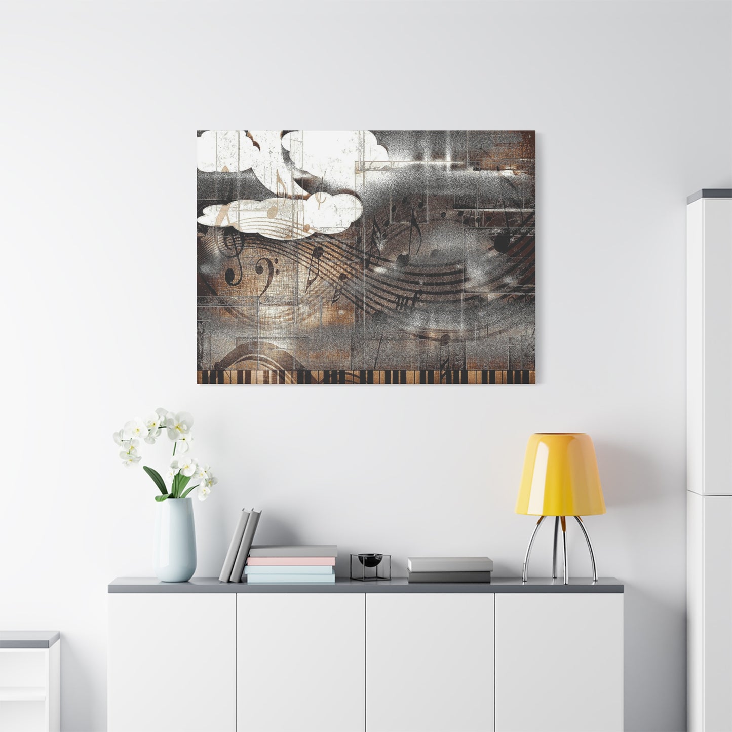 Abstract Musical Notes Matte Stretched Canvas Art (1.25")