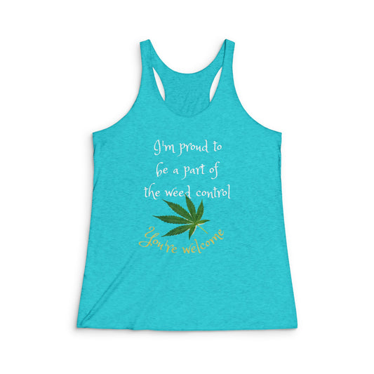 Funny Cannabis Racerback Tank Top, Cannabis Shirt, Herb Lovers Gift, Weed Control Apparel, Summer Workout Top