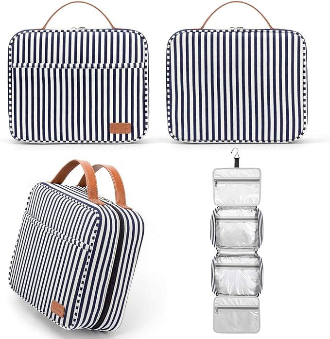 Bosidu Hanging Travel Toiletry Bag,Large Capacity Cosmetic Travel Toiletry Organizer for Women with 4 Compartments & 1 Sturdy Hook