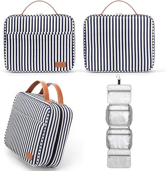 Bosidu Hanging Travel Toiletry Bag,Large Capacity Cosmetic Travel Toiletry Organizer for Women with 4 Compartments & 1 Sturdy Hook