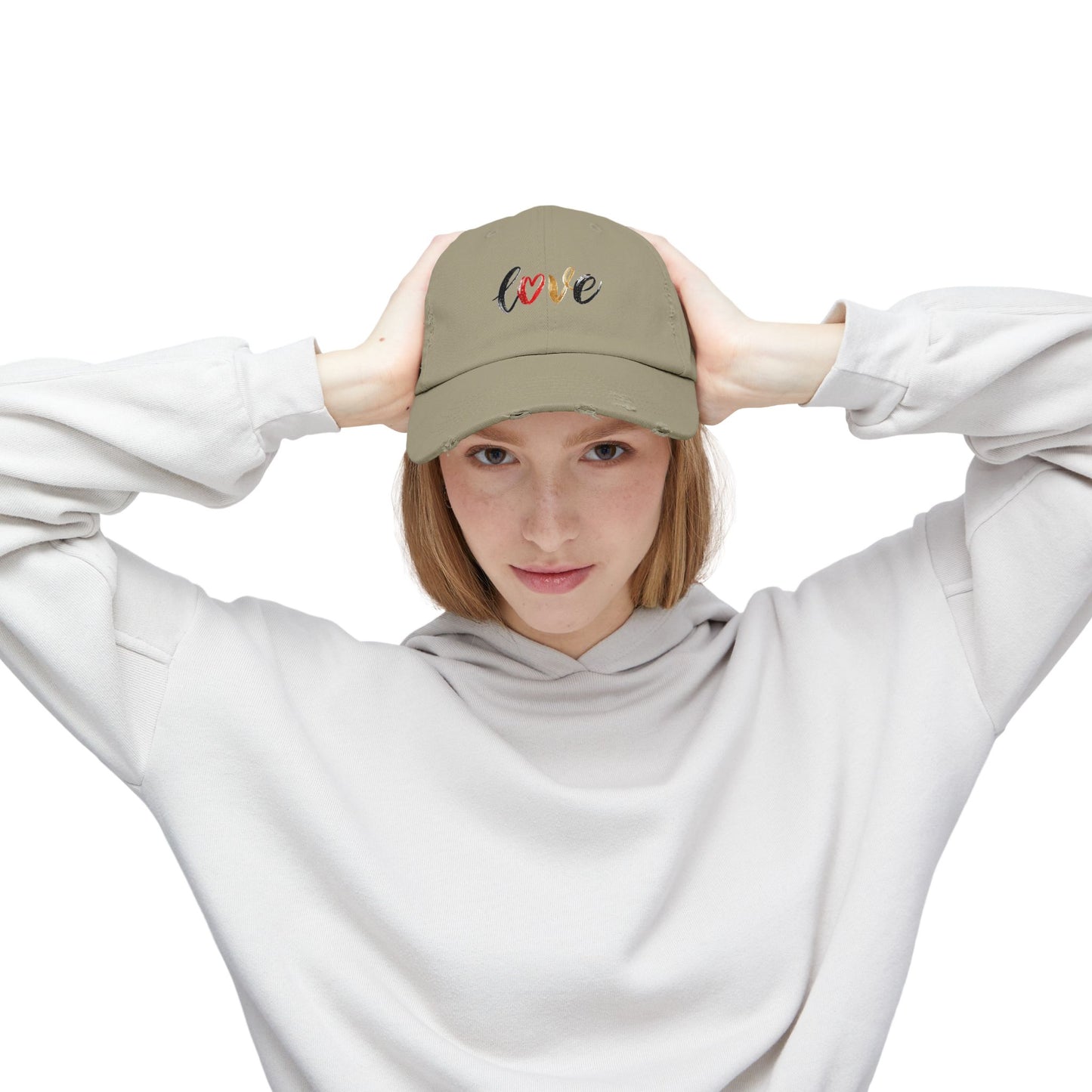 Distressed Love Cap - Casual Unisex Hat for Everyday Wear, Gift for Her, Summer Accessory, Trendy Streetwear, Distressed Cap