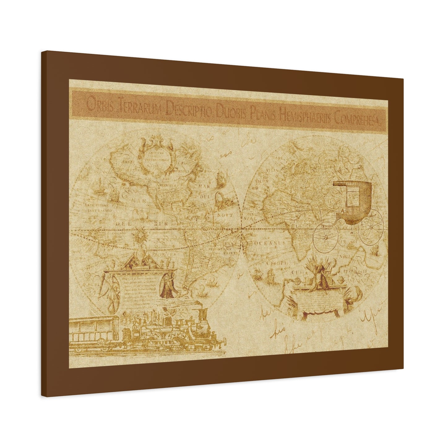 Vintage World Map Canvas Print — Matte Stretched Wall Art