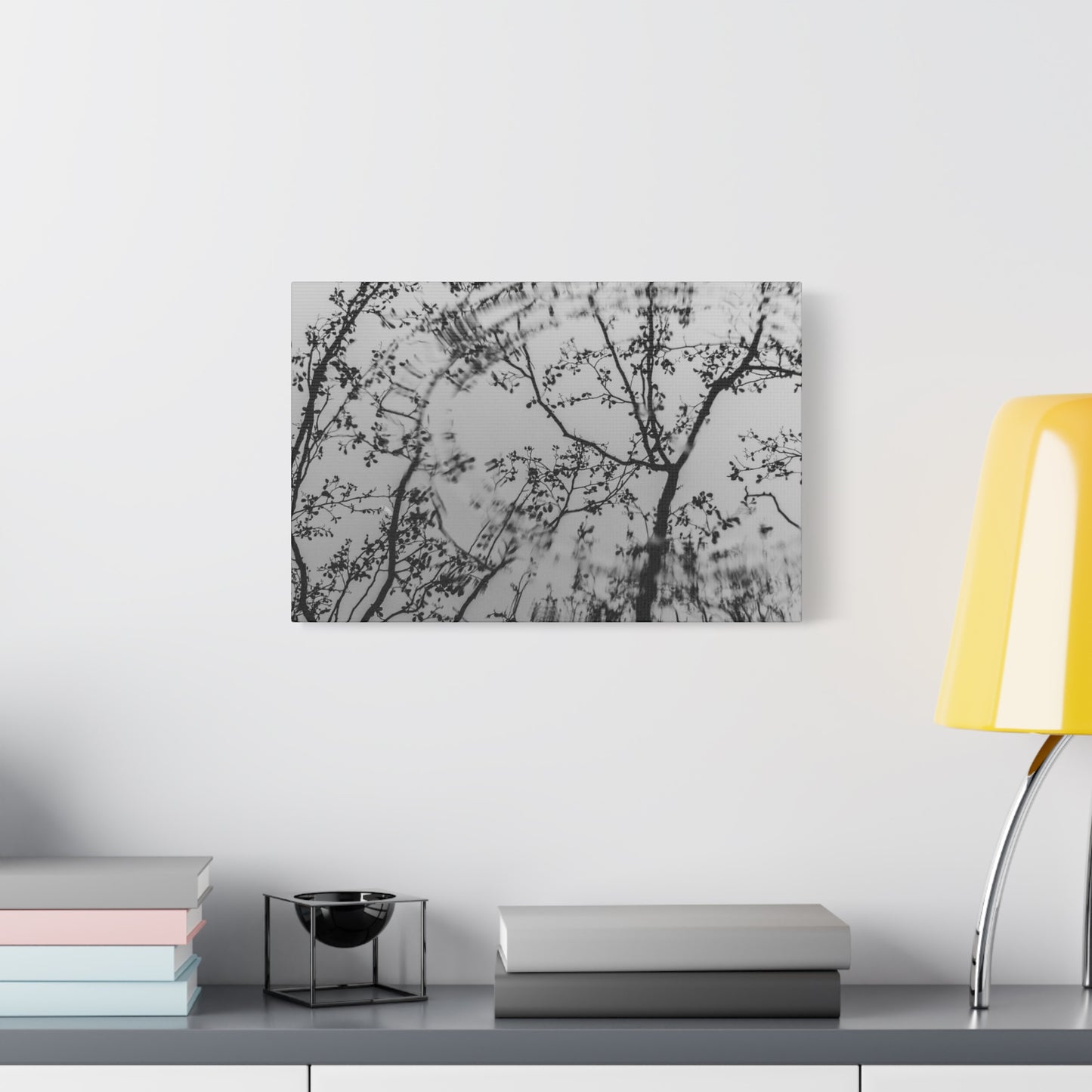 Canvas Wall Art — Monochrome Blurred Ferris Wheel with Tree Silhouettes