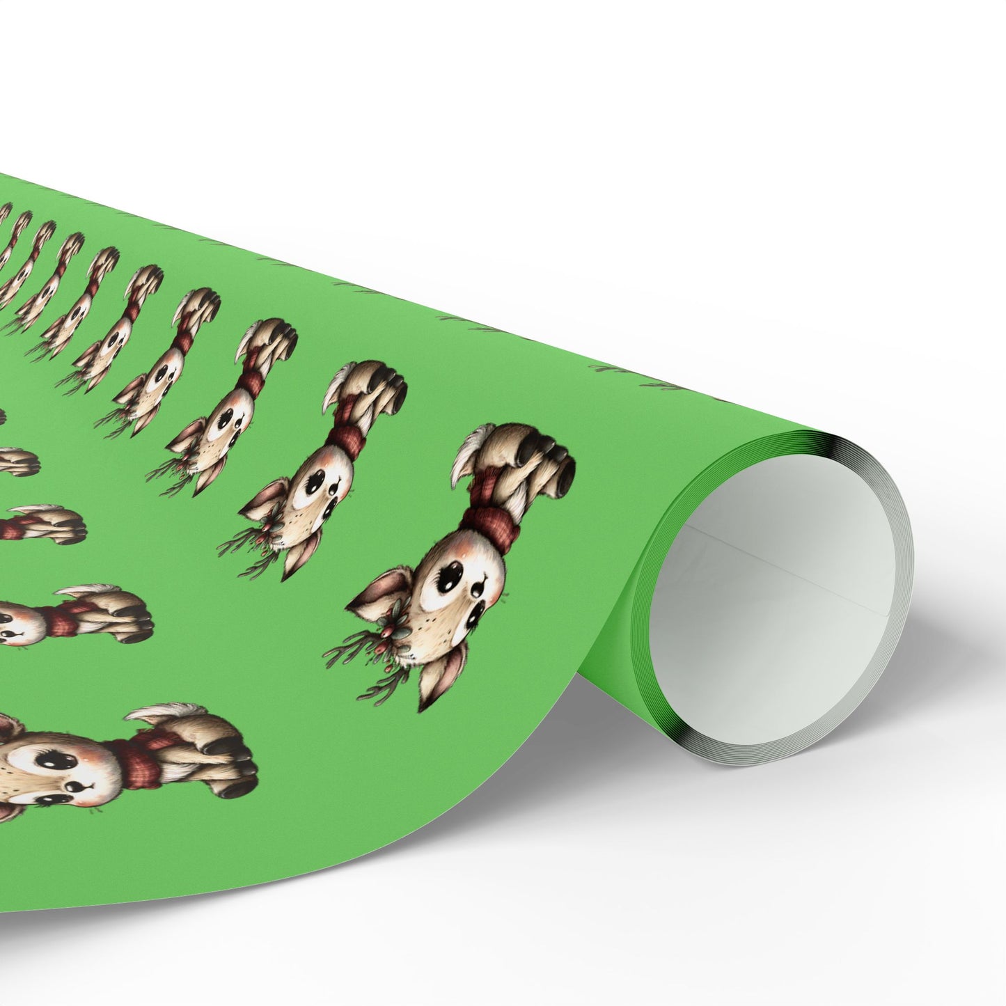 Green Reindeer Pattern Wrapping Paper — Cute Holiday Gift Wrap