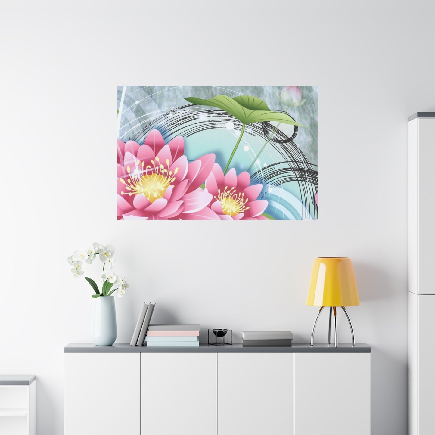 Lotus Blossom Matte Canvas Wall Art — Stretched 1.25" Decorative Print