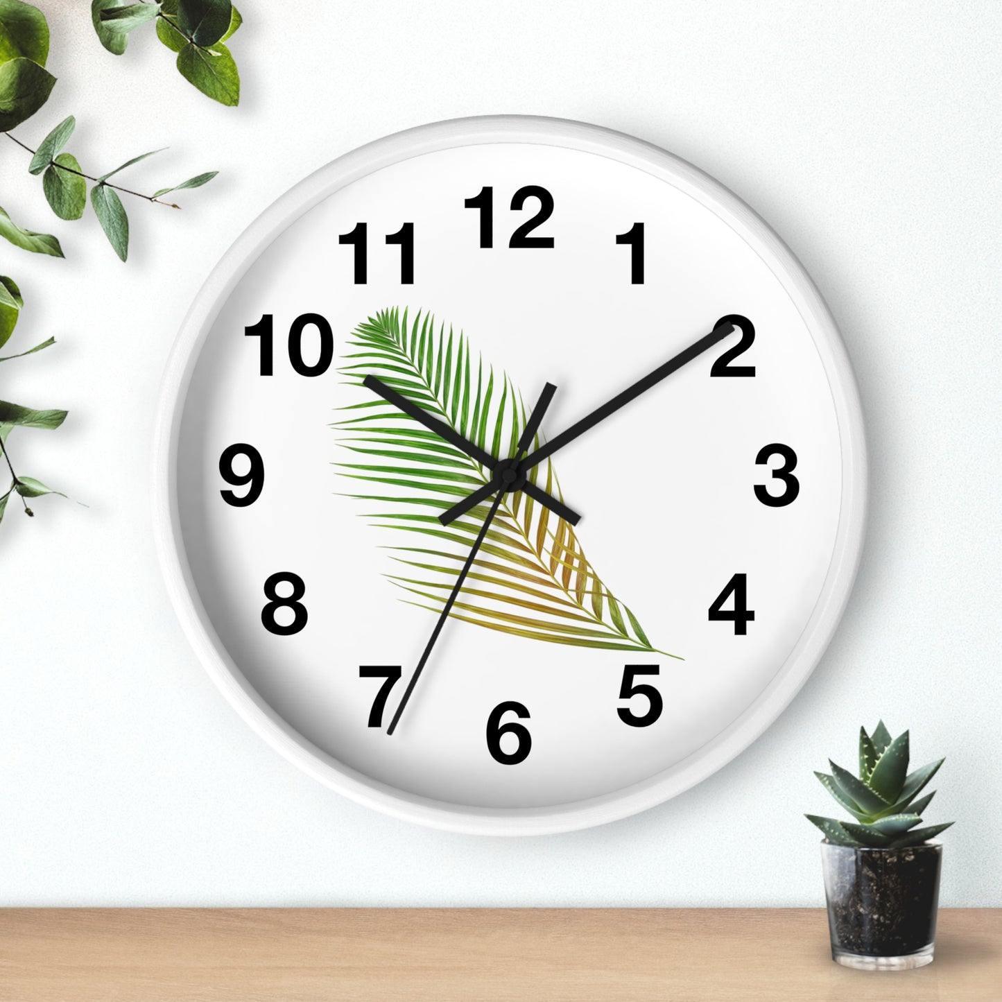 Tropical Palm Leaf Wall Clock – Minimal Botanical Home Decor