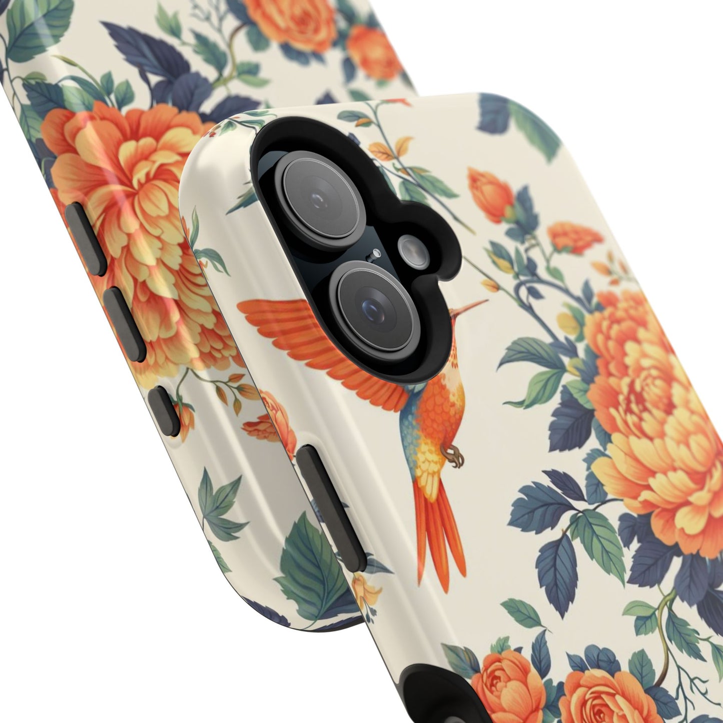 Floral Hummingbird Magnetic Phone Case — Impact-Resistant Protective Cover
