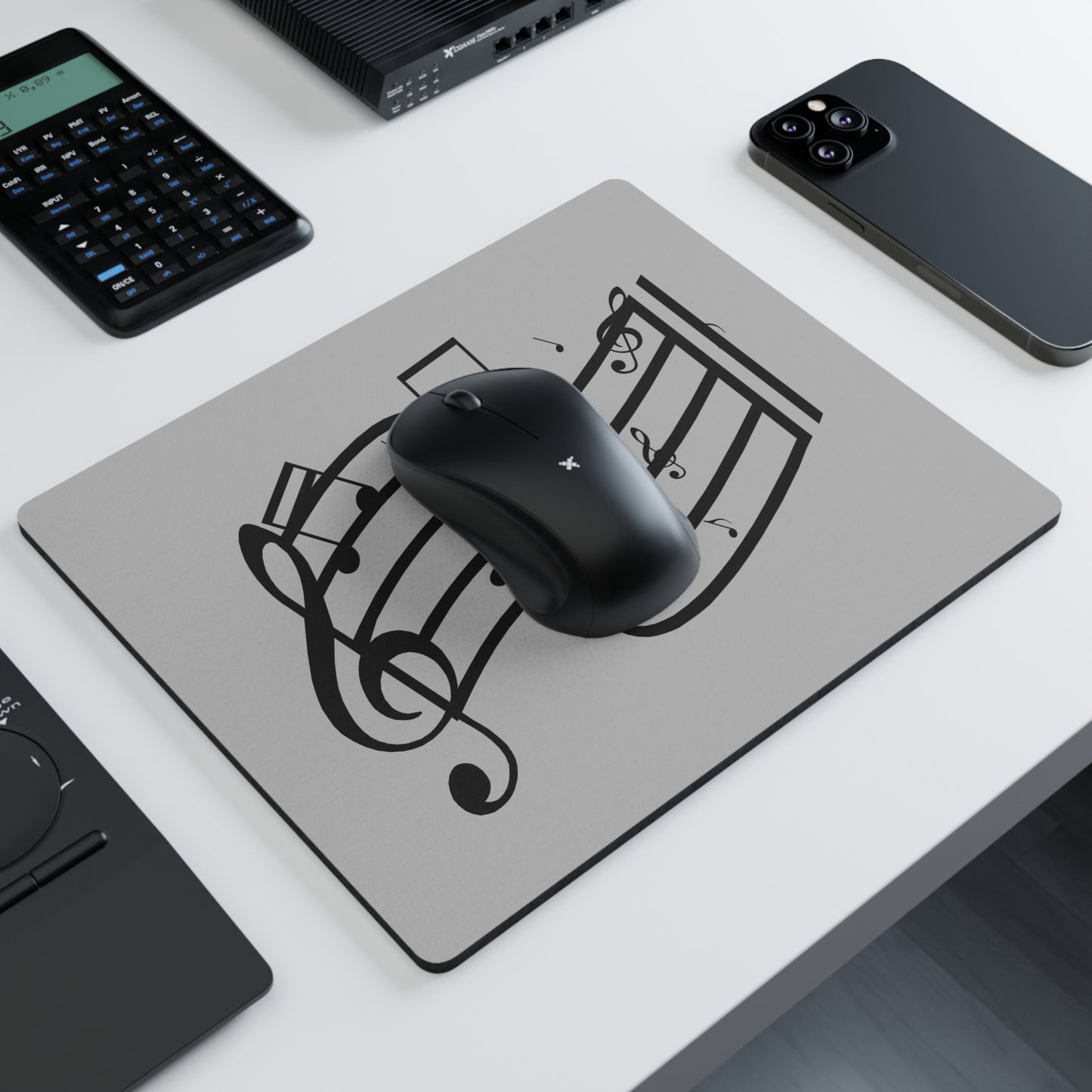 Music Notes Rectangular Mouse Pad – Treble Clef & Staff Desk Mat for Musicians