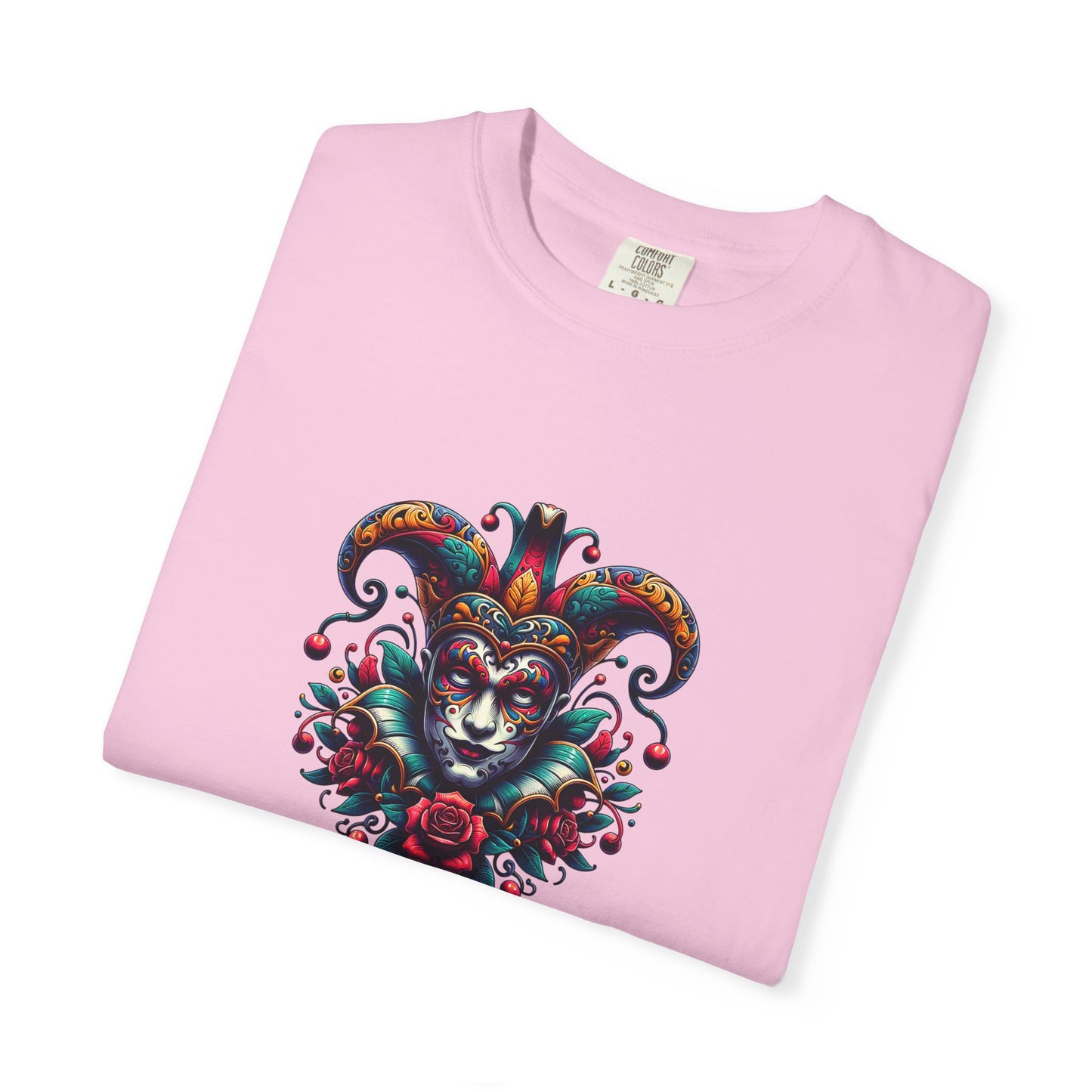 Vibrant Graphic Unisex T-Shirt with Floral Mask Design, Casual Wear, Festival Outfit, Gift for Friends, Unique Fashion Statement