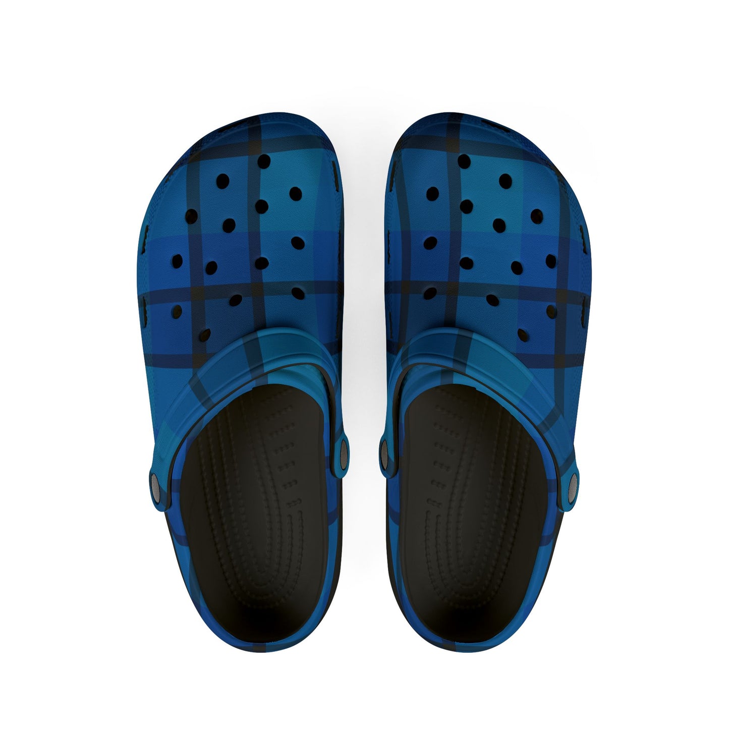 Blue Plaid EVA Foam Clogs — Lightweight Waterproof Garden Shoes