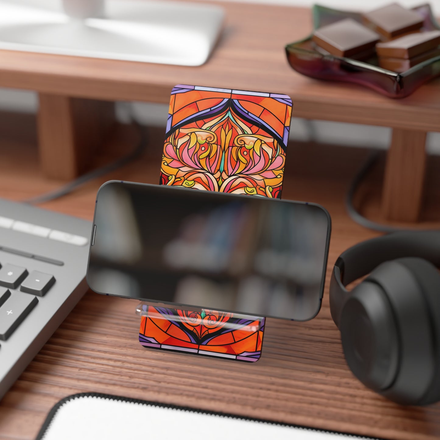 Phone Stand — Colorful Day of the Dead Sugar Skull Mobile Display