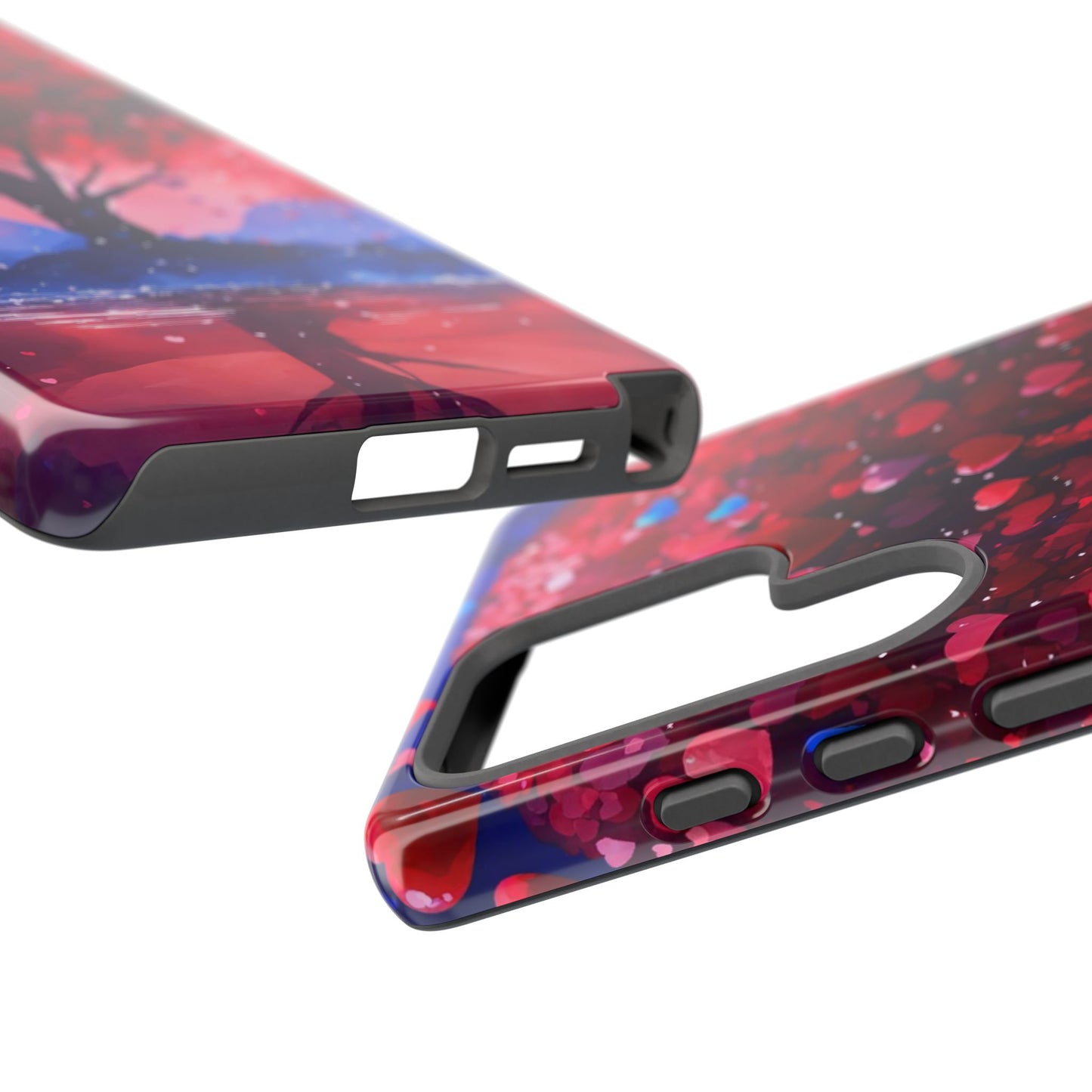 Heart Tree Phone Case — Romantic Red & Blue Protective Tough Case