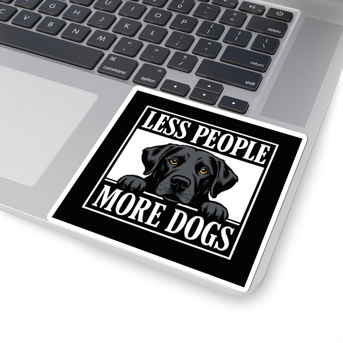 Less People More Dogs Sticker — Black Labrador Kiss-Cut Vinyl Decal