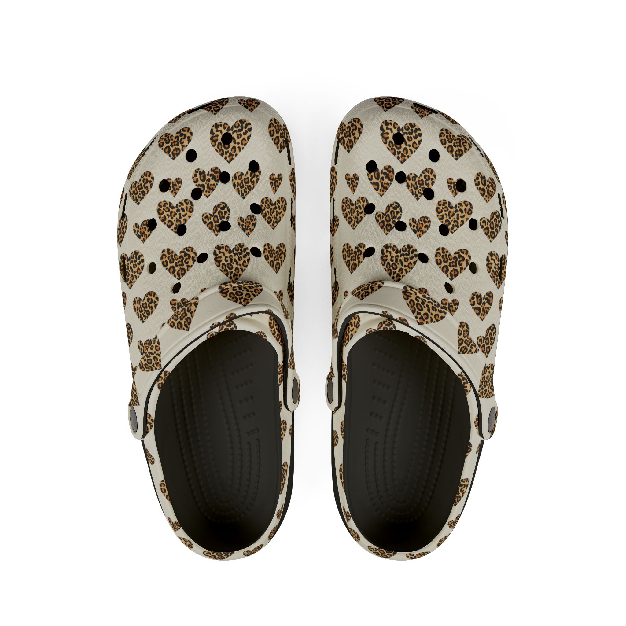 Leopard Heart EVA Clogs — Comfortable Leopard-Print Foam Shoes