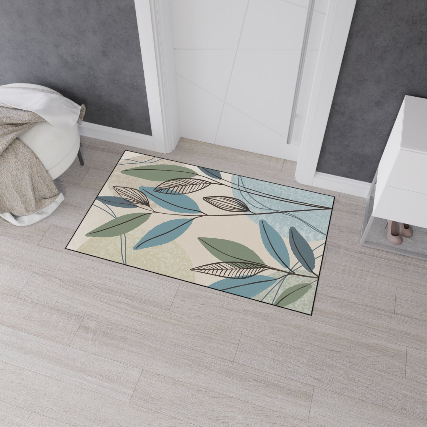 Leaf Pattern Heavy-Duty Floor Mat — Durable Indoor Entry Rug for Kitchen & Mudroom