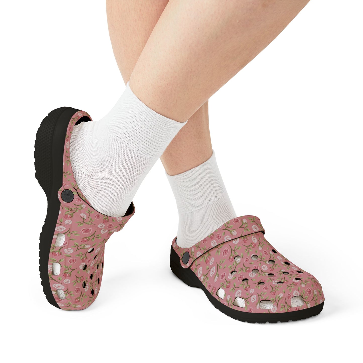 Floral Pink EVA Foam Clogs – Comfortable Garden Slip-On Shoes