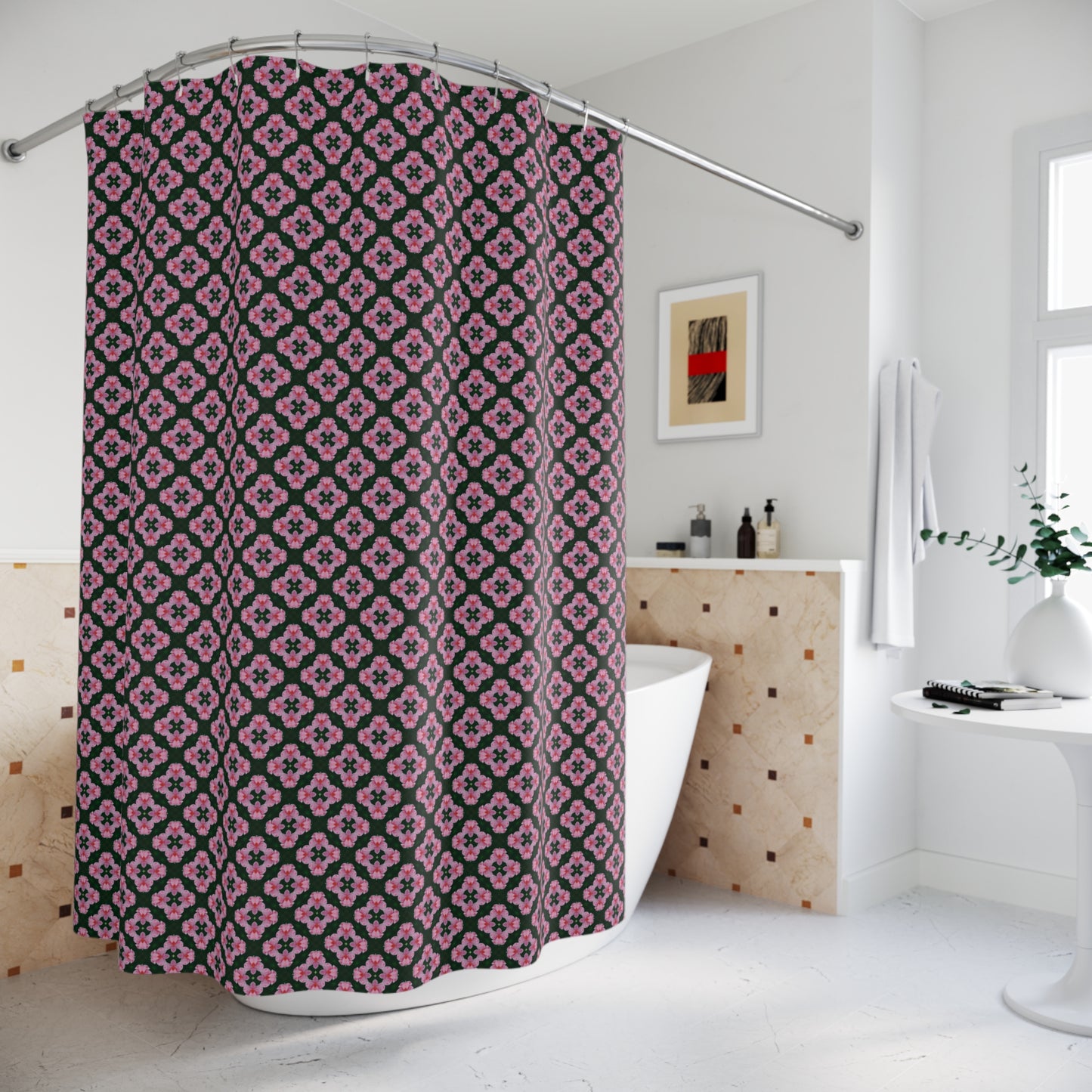 Elegant Floral Shower Curtain, Home Décor, Bathroom Style, Gift for Him & Her, Trendy Bath Accessory, Unique Patterned Curtains