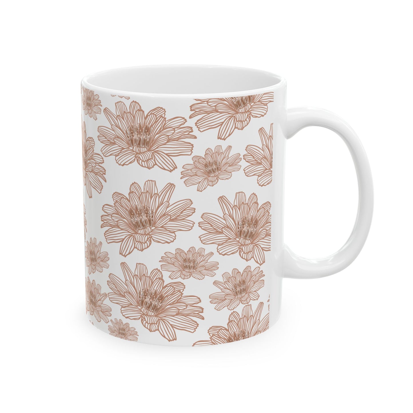 Floral Ceramic Mug - Pink Lotus Coffee Cup, Gift for Flower Lovers, Home Decor, Mother's Day, Tea Drinkers, Cozy Mornings