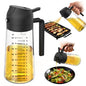 TrendPlain 16oz/470ml Glass Olive Oil Sprayer for Cooking – 2 in 1 Olive Oil Dispenser Bottle for Kitchen Gadgets and Air Fryer Accessories, Salad, BBQ - Black