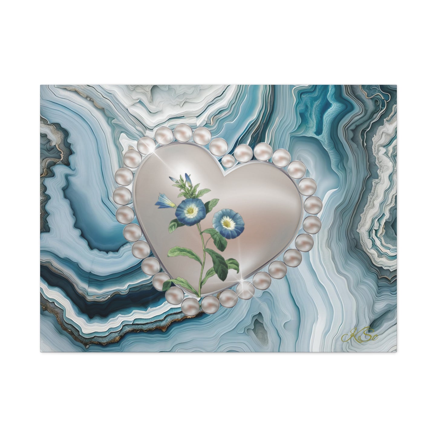 Elegant Floral Heart Canvas Wall Art, Modern Home Decor, Gift for Her