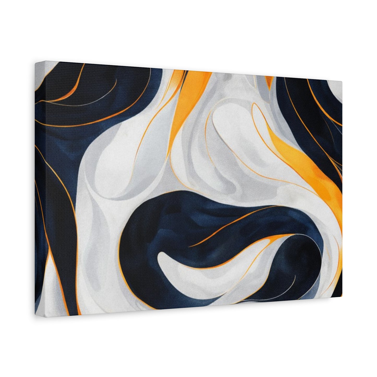 Abstract Navy & Gold Swirl Matte Canvas Wall Art
