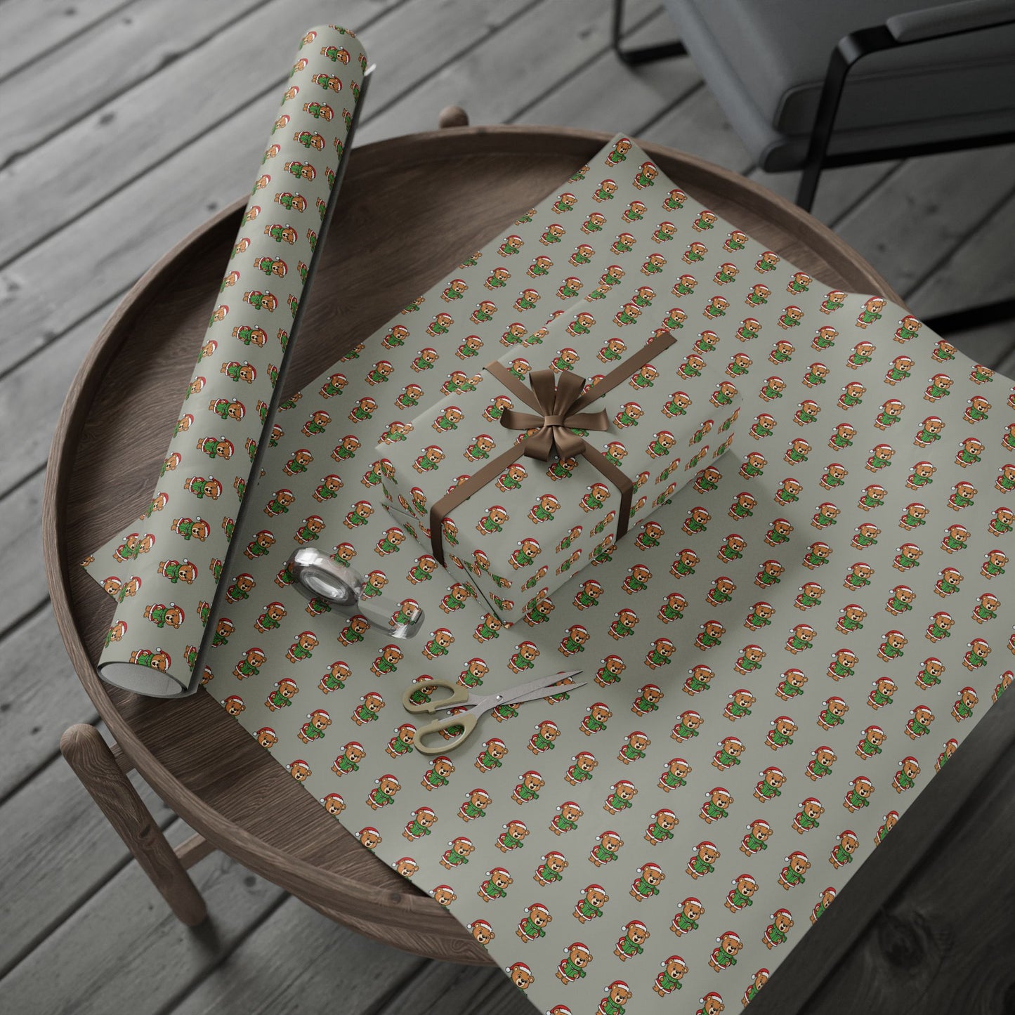 Gingerbread Elf Pattern Wrapping Paper Roll – Festive Holiday Gift Wrap