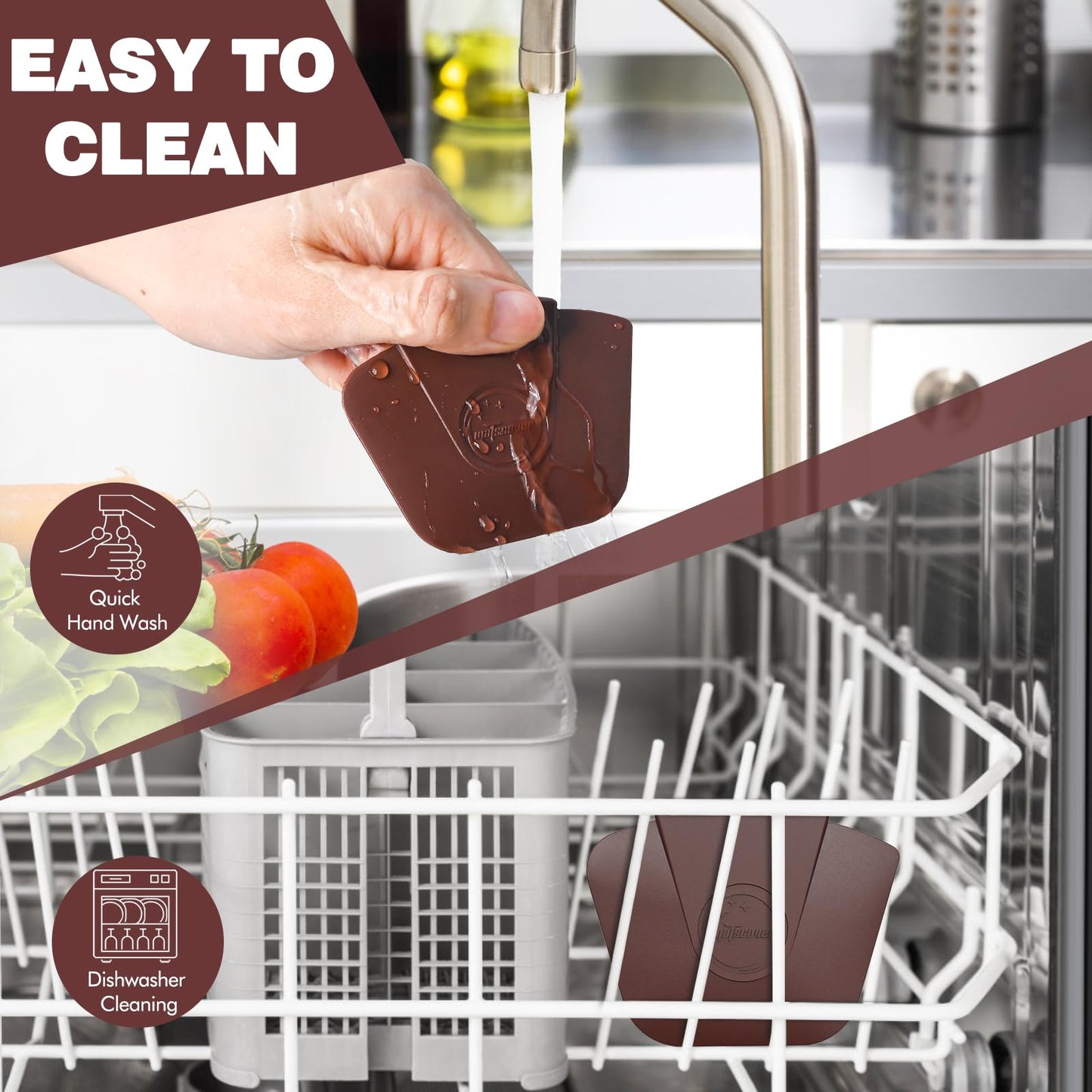 Pan Scraper Dish Scraper Tool - Pot Scraper Plastic for Cast Iron Skillet Cookware Cleaning, 6 Pcs Non Scratch Plastic Food Scraper Tool Kitchen, Heat Resistant Kitchen Scraper, Brown