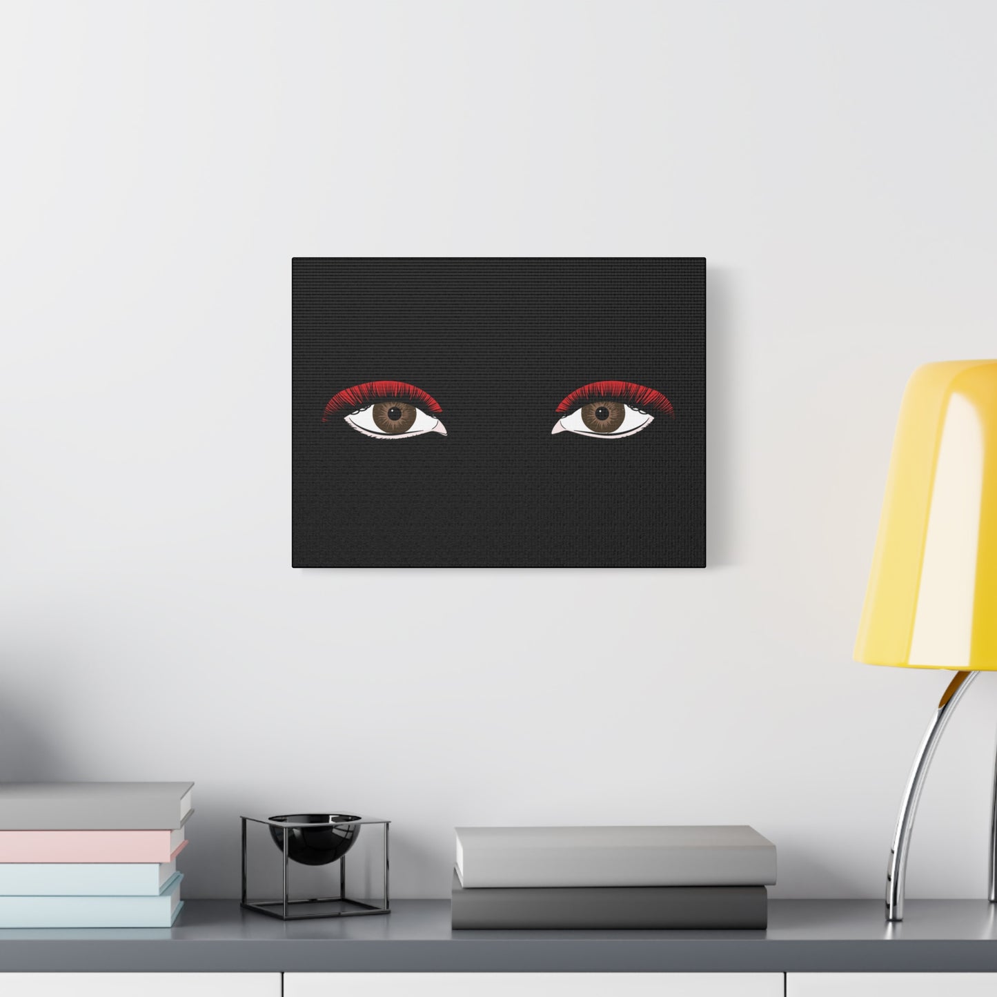 Red Lashes Wall Art Canvas — Glam Eyes Makeup Decor