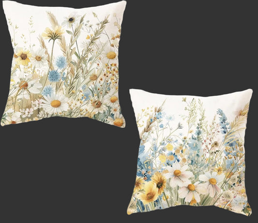 ONWAY Spring Pillow Covers 16x16 Inch Set of 2 Daisy Floral Decorative Throw Pillowcases Farmhouse Summer Outdoor Patio Cushion Cases for Sofa Couch Home Decor