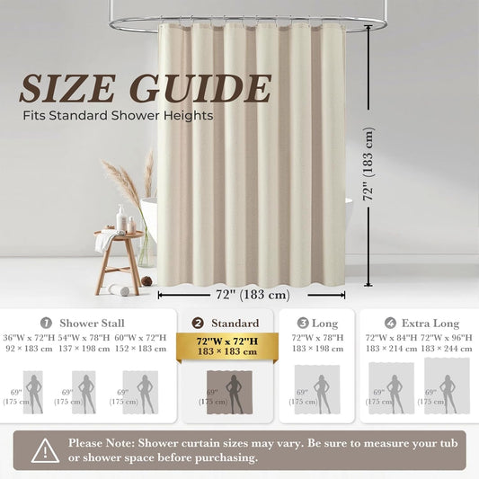 Seasonwood Linen Shower Curtain Neutral Vintage Farmhouse Linen Shower Curtains for Bathroom Boho Bathroom Decor with 12 Sturdy Stainless Steel Sliding Hangers(Beige,72x72 Inches)