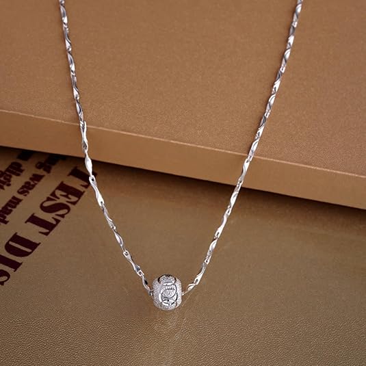 925 Rotating Bead Pendant Necklace for Women: Dainty Minimalist Chain