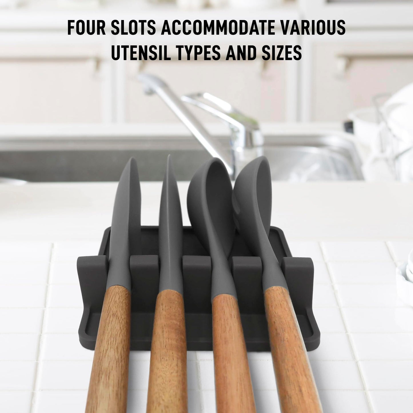 Zulay Kitchen Spoon Rest for Multiple Utensils High Heat-Resistant Silicone Drip Pad, BPA-Free Spoon Holder for Stove Top, Kitchen Gadget Holder for Ladles, Tongs, Cooking Spatula - Makes Great Gift