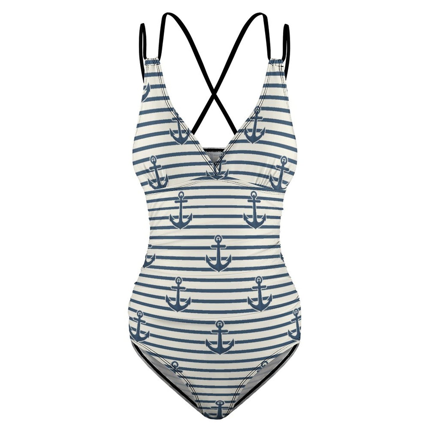 Women's One Piece Swimsuit Tummy Control V Neck Swimwear Anchors