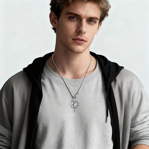 Y2K Necklace for Men, Silver Star and Moon Pendant Necklace for Women, Stainless Steel Cool Necklaces Punk Necklaces Jewelry