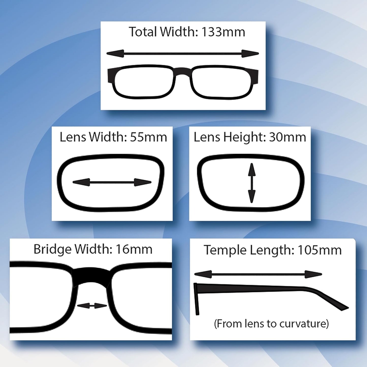 Boost Eyewear 6 Pack Reading Glasses, Traditional Black Frames, for Men and Women, with Comfort Spring Loaded Hinges, Black, 6 Pairs