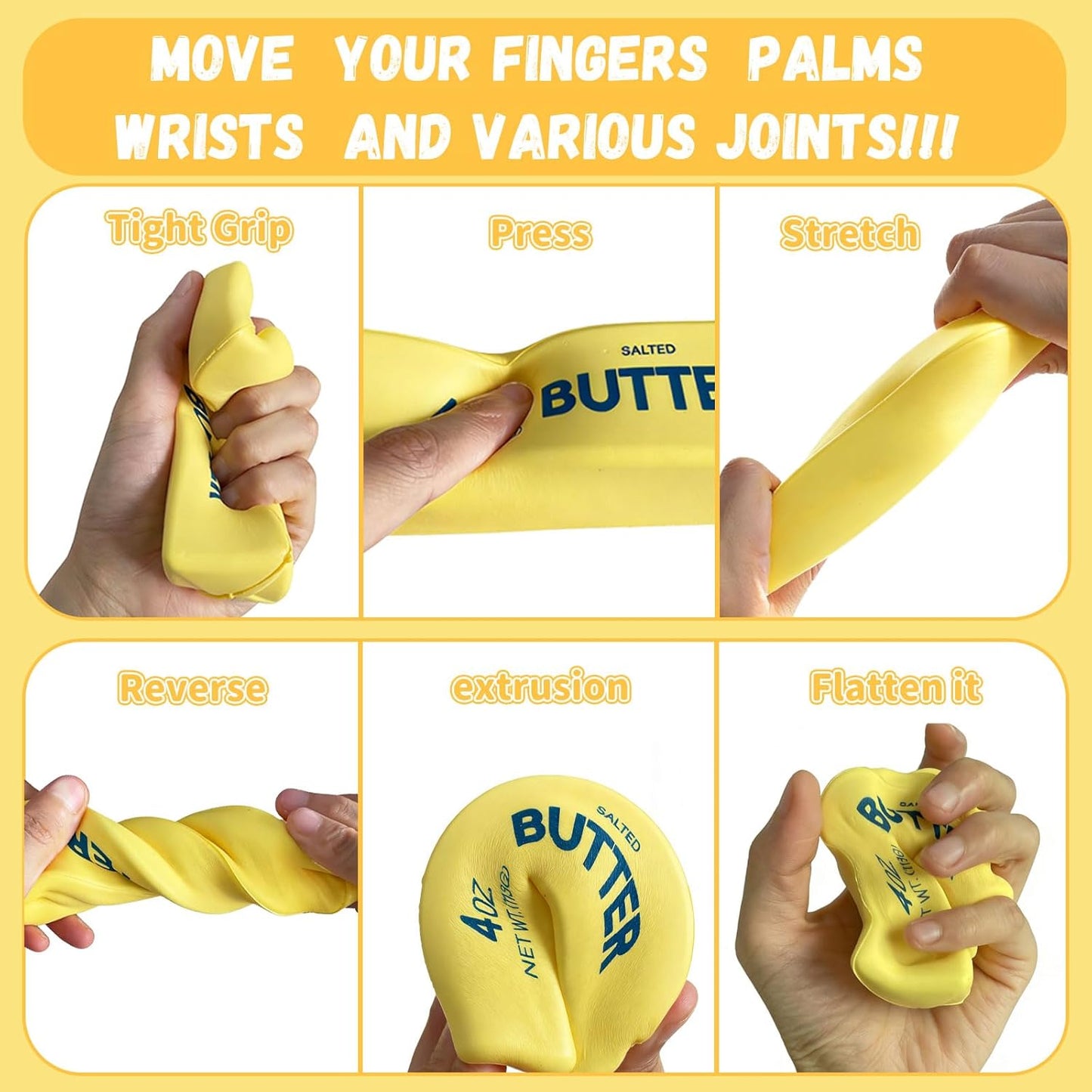 Slow Rebound Cute Butter Squeeze Stress Balls, 2026 New Realistic Soft Butter Stick Fidget Toy