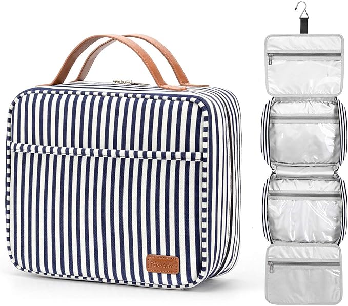 Bosidu Hanging Travel Toiletry Bag,Large Capacity Cosmetic Travel Toiletry Organizer for Women with 4 Compartments & 1 Sturdy Hook