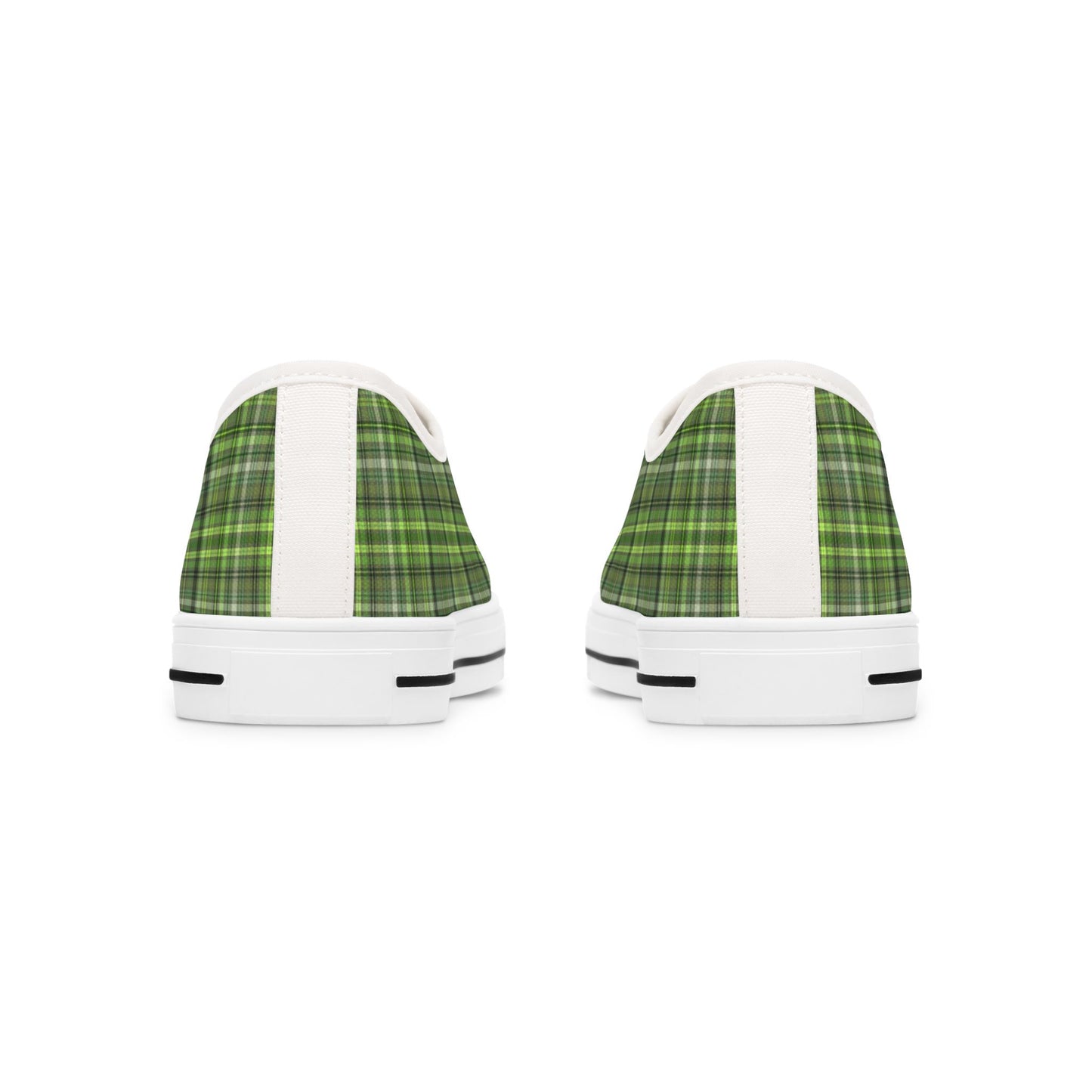 Green Plaid Low Top Sneakers — Casual Canvas Shoes