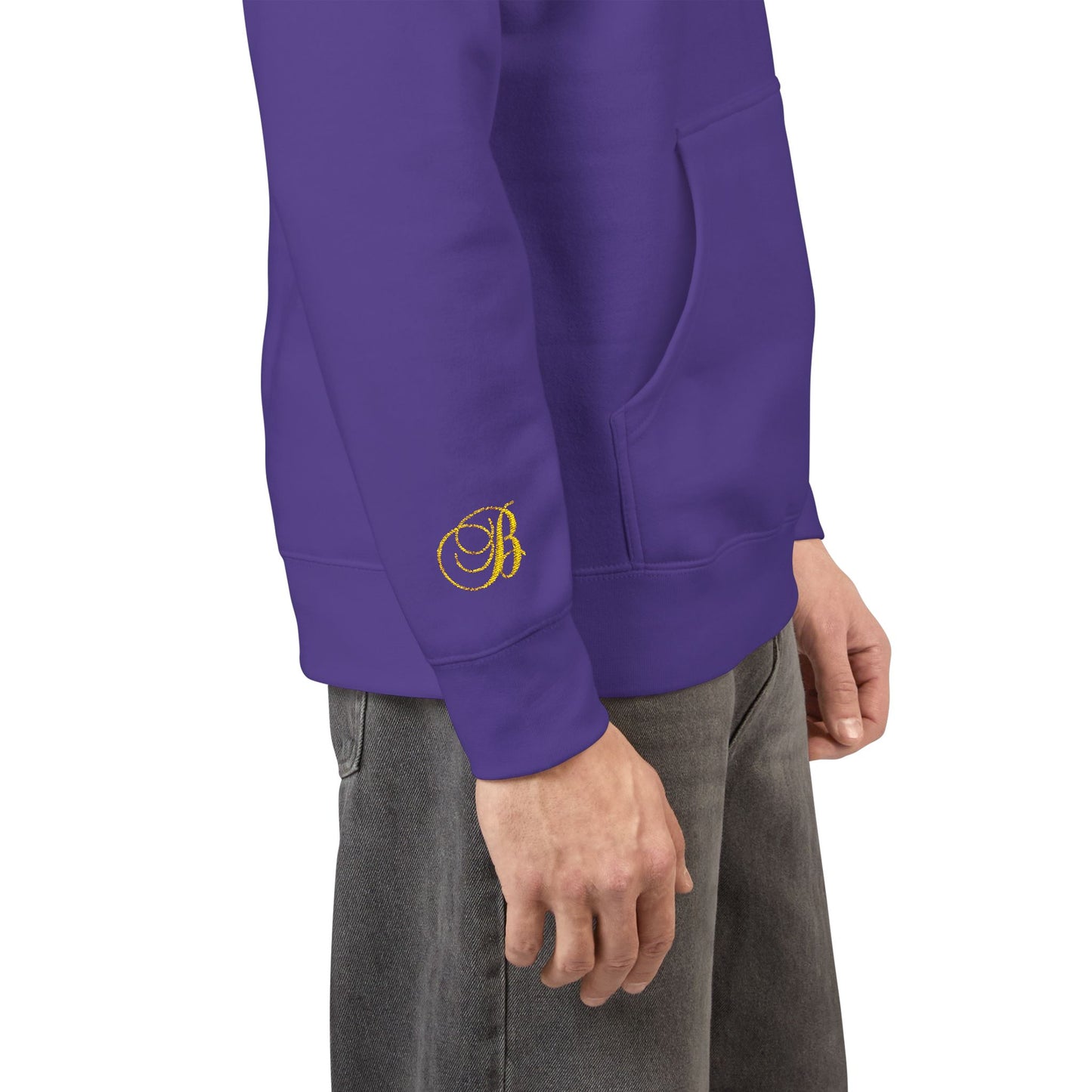Coral Gold Floral Initial Hoodie — Monogram 'B' Casual Pullover