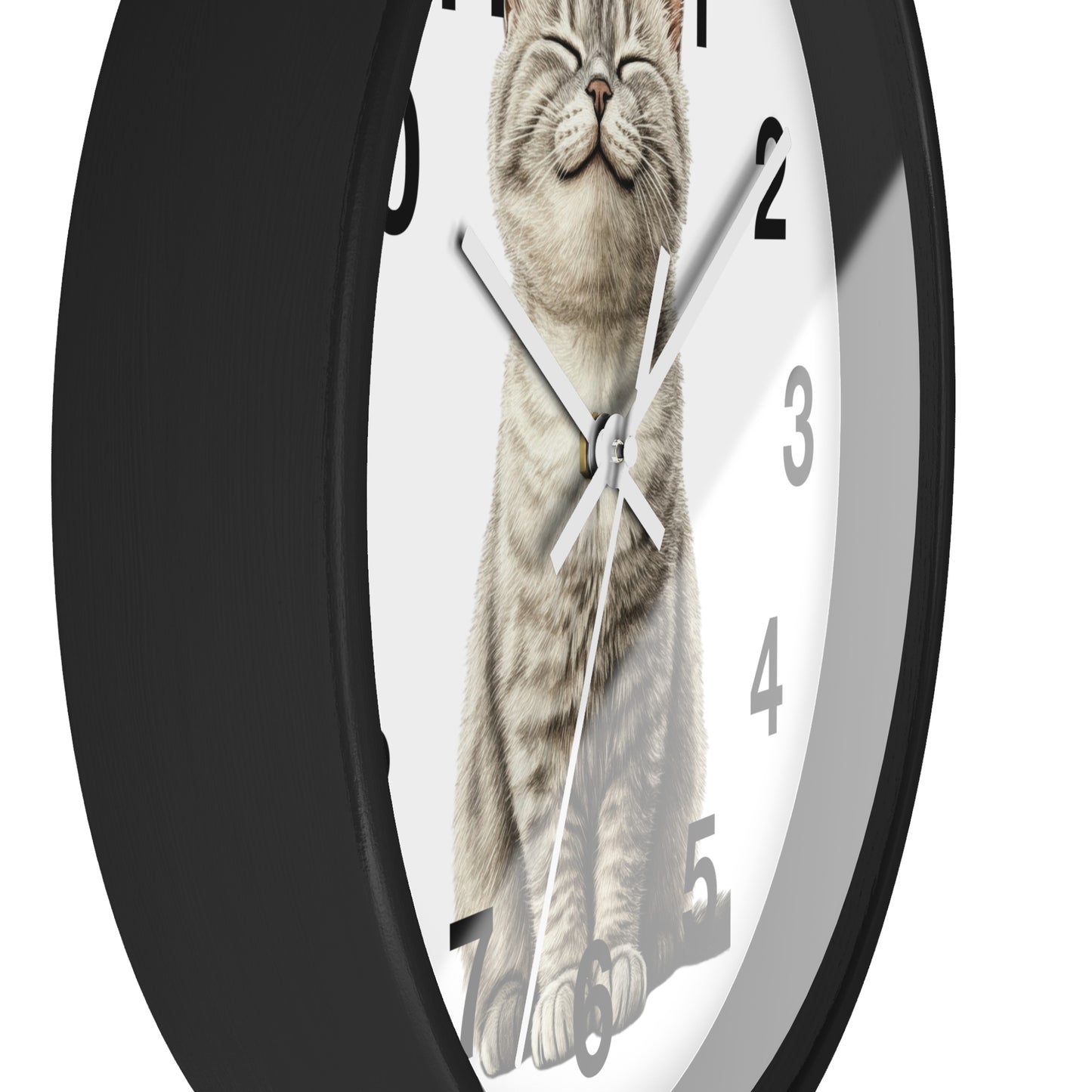 Smiling Tabby Cat Wall Clock — Cute Kitten Home Decor Clock