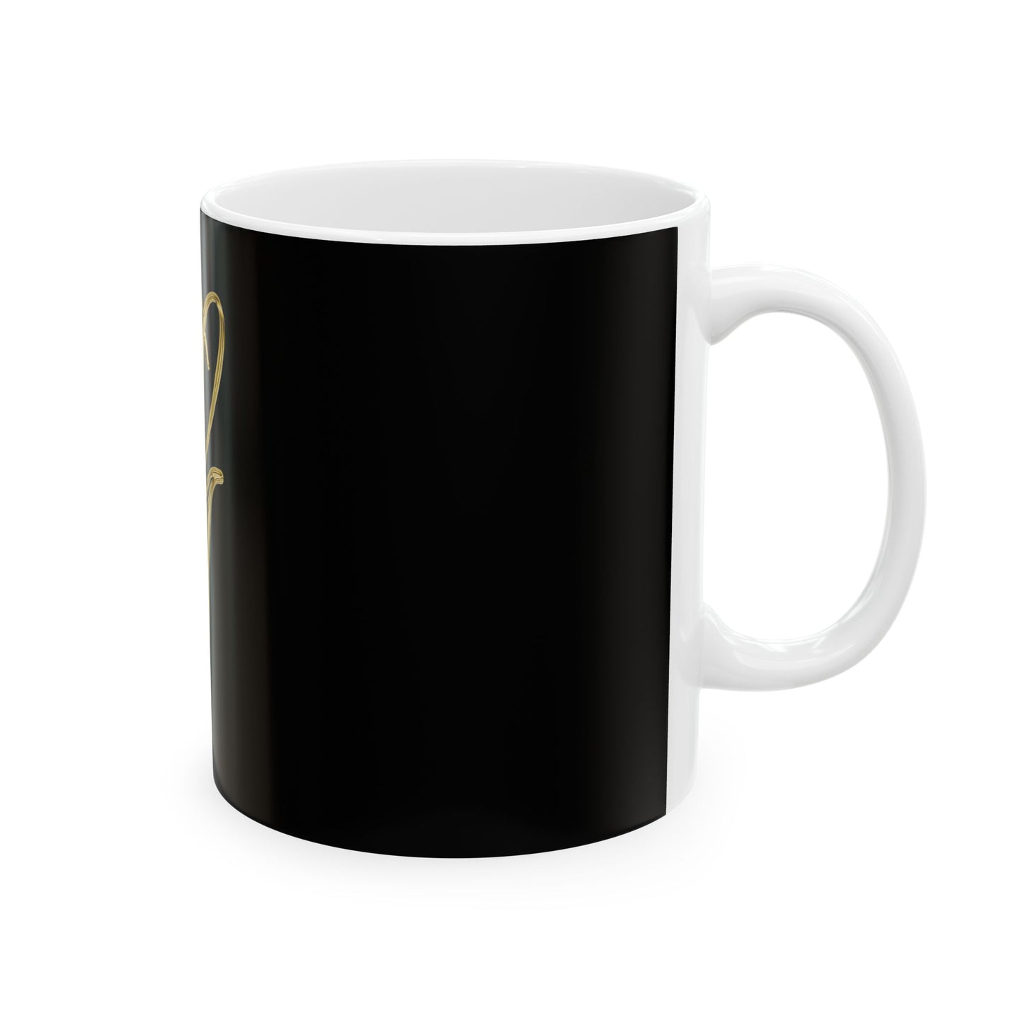 Gold Script Letter G Ceramic Mug — Elegant Monogram Coffee Cup (11oz/15oz)
