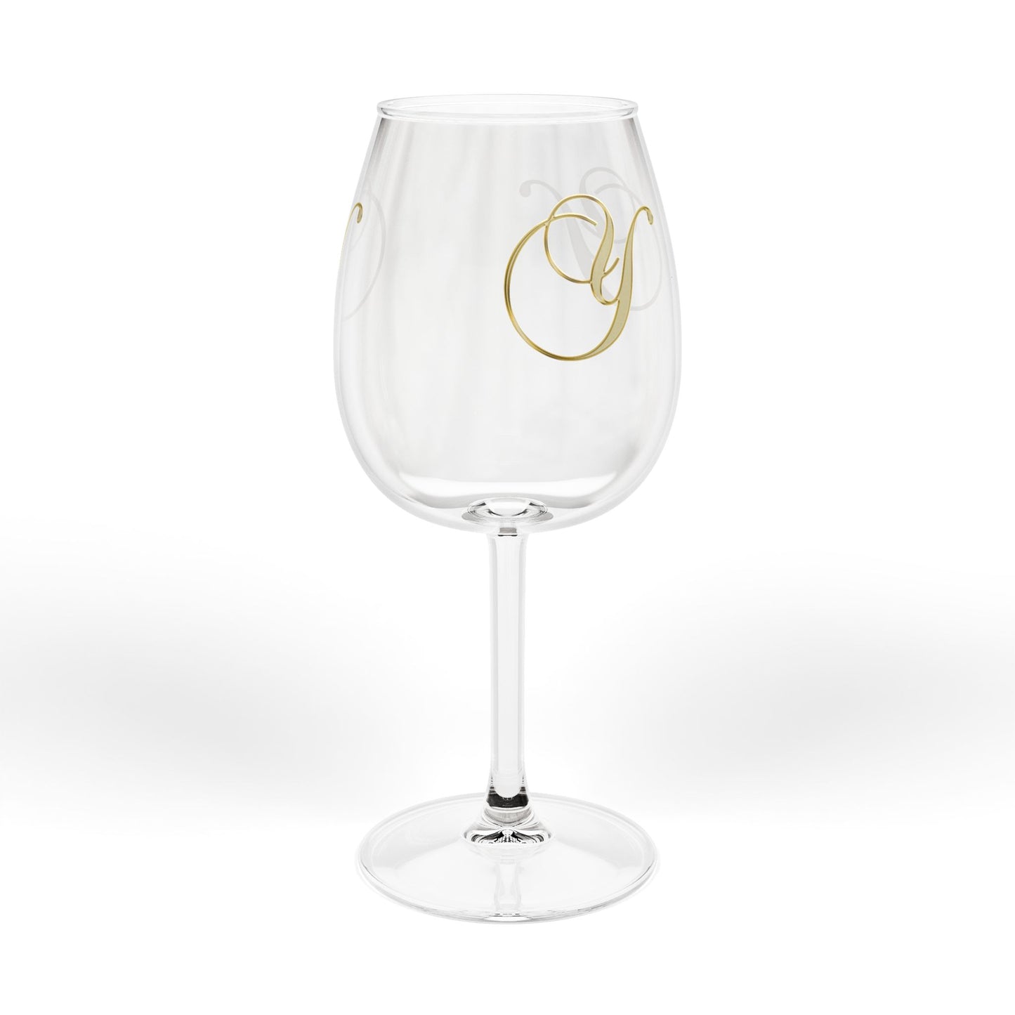 Monogrammed 12oz Wine Glass — Gold Script 'Y' Stemmed Glass